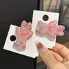 Korean Crystal Bear Hair Clip: Pink Diamond Duckbill for Women