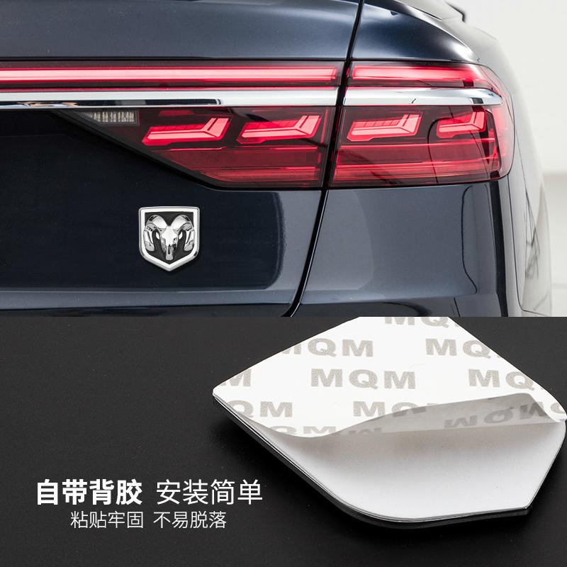 GXP1  1Pcs Car Body Rear Trunk 3D Metal Chrome Stickers Ram Head Styling Emblem Badge For Dodge Ram 1500 Caravan Accessories