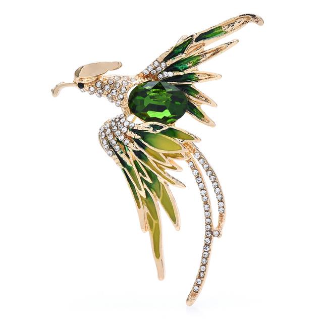 Crystal Phoenix Bird Brooches For Women Men Color Enamel Flying Beauty Bird Party Office Brooch Pin Gifts