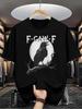 Men's Lightweight Graphic T-Shirt - Light Grey Tee with Crow and 'F-CAW-F' Print -