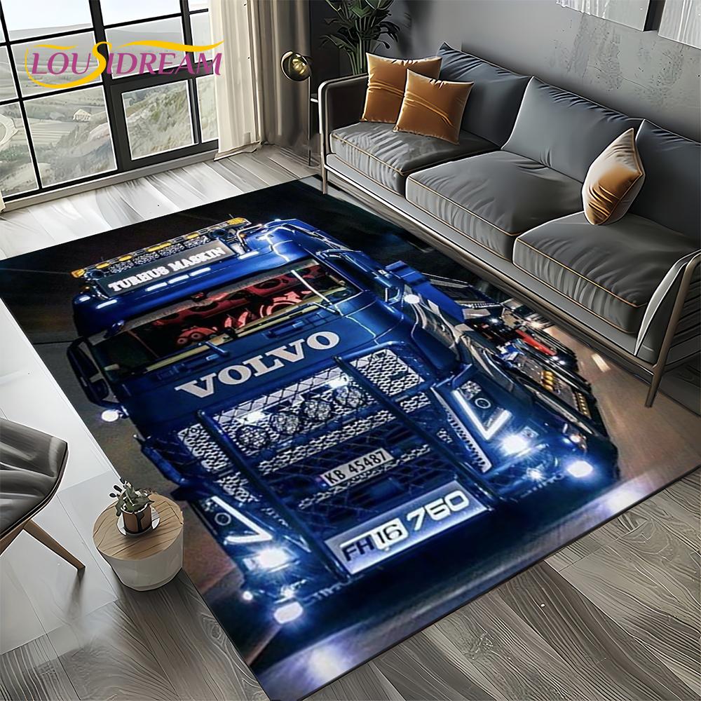 3D Print Volvo Truck Lorry Motorcycle Carpet Rug for Living Room Bedroom Home Sofa Decoration,kids Area Rug Non-slip Floor Mat
