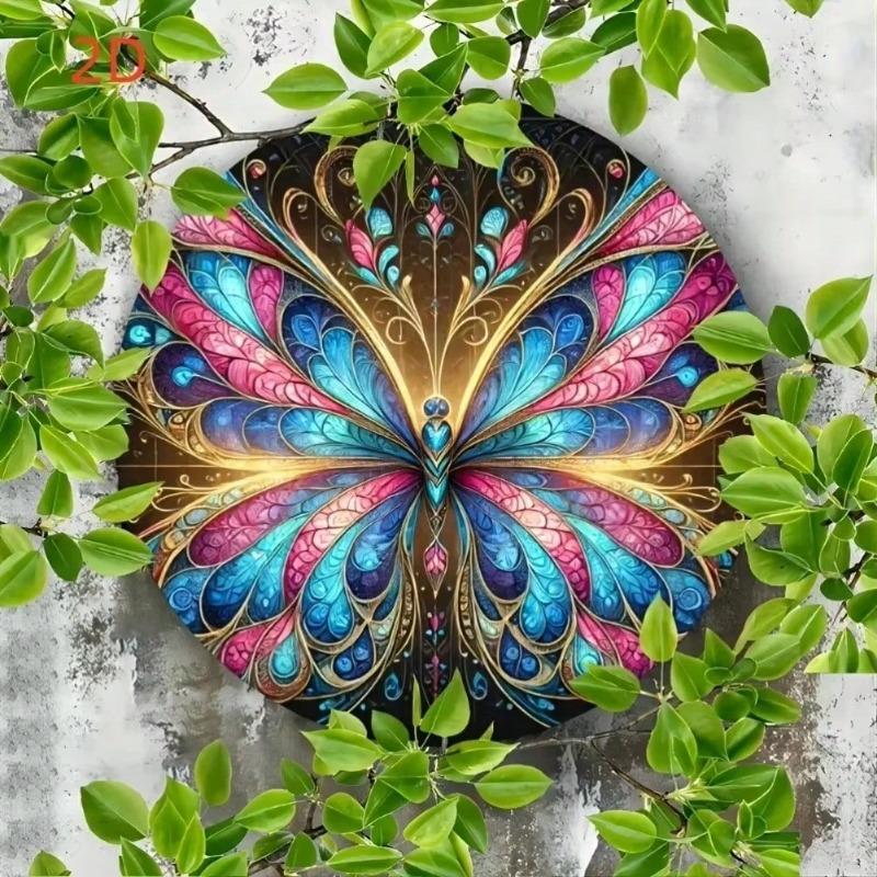 Vintage Butterfly Mandala Metal Wall Art Rustic Home Decor Gift