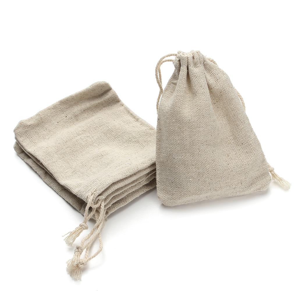 10Pcs Natural Linen Burlap Bags Jute Gift Bag Drawstring Gift Bags Ornament Pouch Cosmetic Washing Storage Candy Party Bag