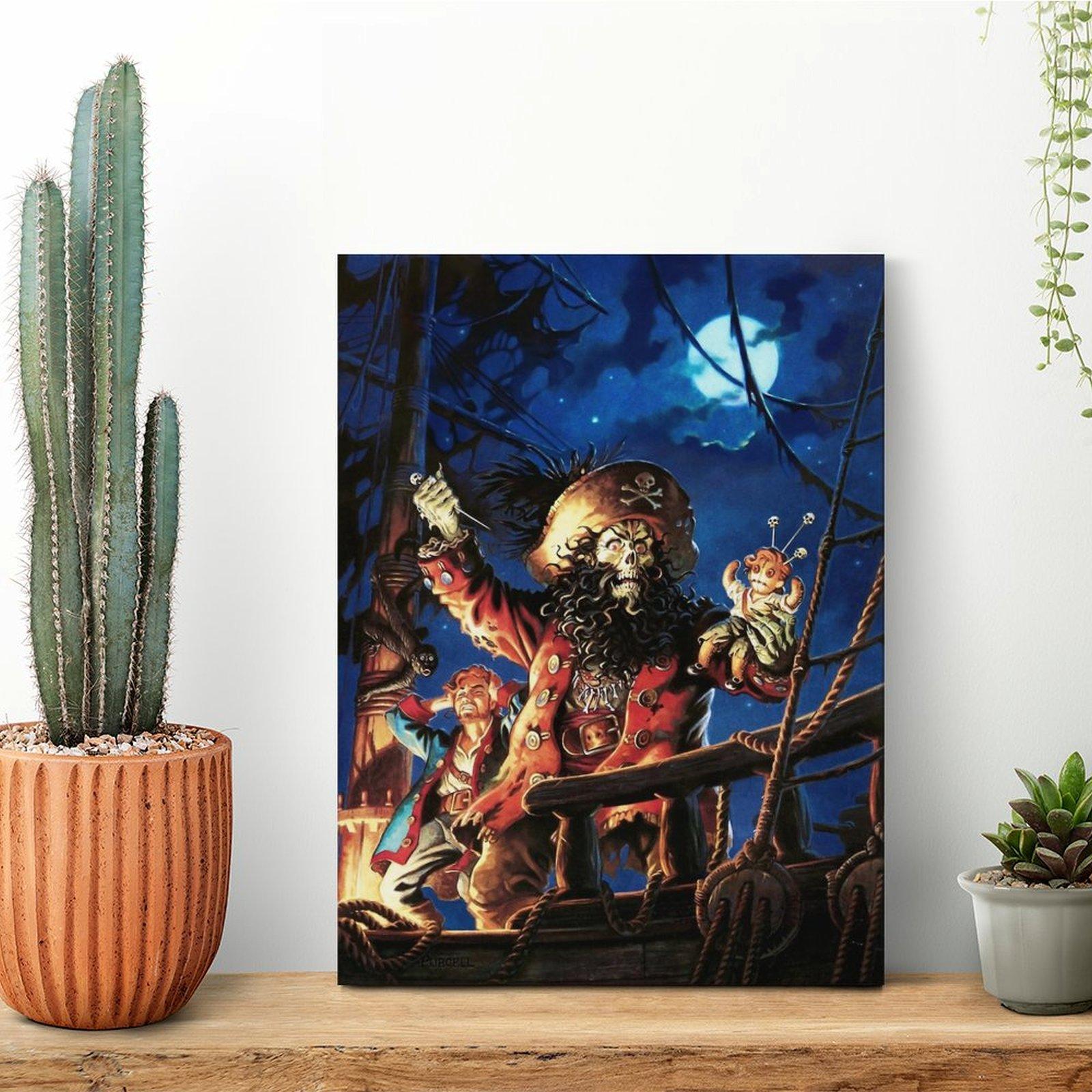 Monkey Island 2 Месть Лечака Холст Картина Высокий Контраст Персонализированная Гостиная Monkey Island Картина на Стене в Раме 40x30cm