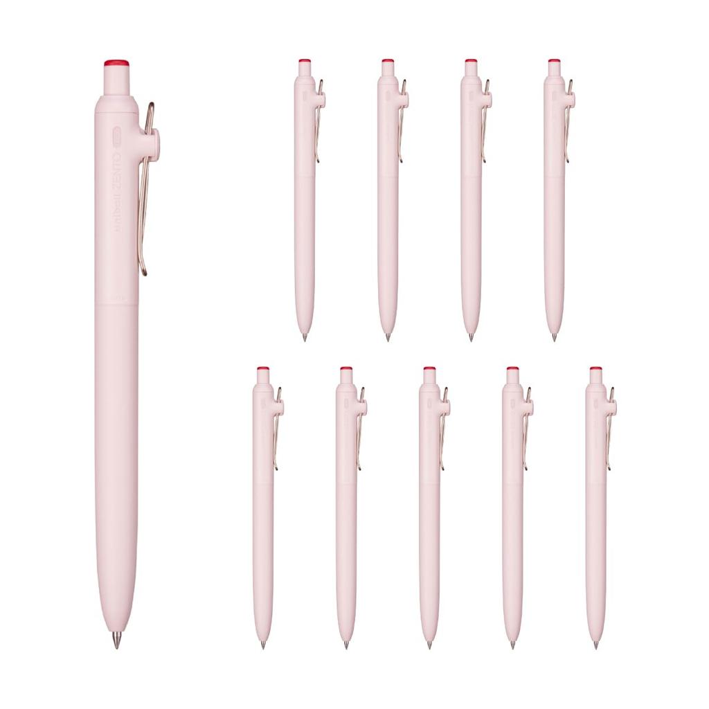 Mitsubishi Pencil Uniball ZENTO Basic Red Ballpoint 0.5mm Water-Based Pen, 10-Pack (UBNZS05.15)