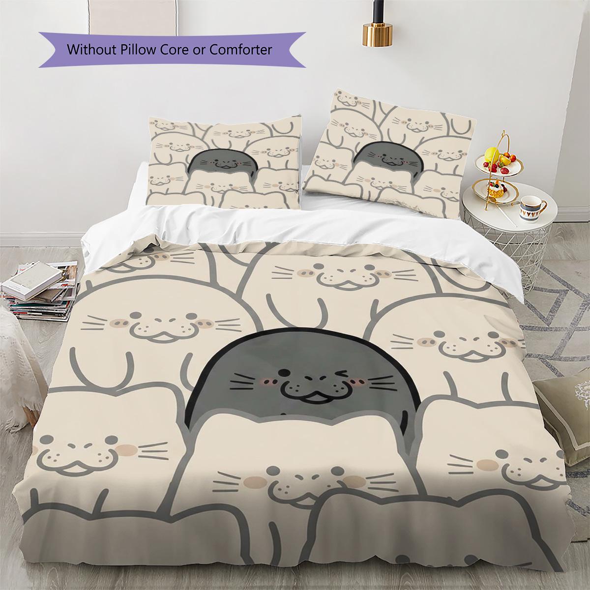 

Manatee Pattern Bedding Quilt Set Quilt Cover Pillowcase Home Decoration Birthday Gift (1 * duvet cover + 2 * pillowcase, without core) 135x200cm