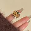 Korean Style Leaf Shape Ring Minority Design Punk Finger Ring Creative Exaggerated Ring  Gift