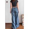 D9061 Women's Micro-Flare Low-Waist Jeans: Slimming Wide-Leg Style for Spring and Autumn.