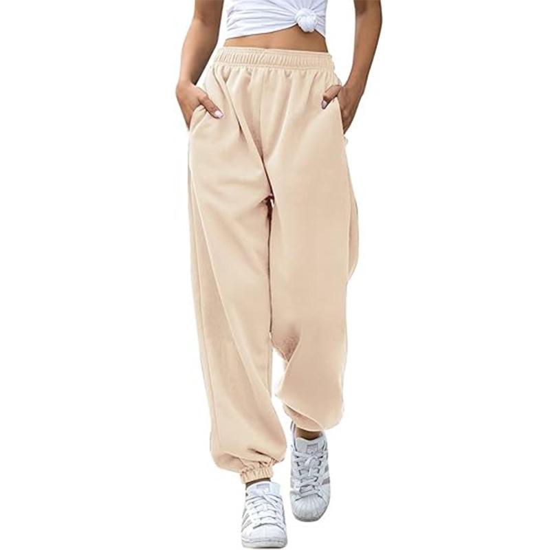 Damen High-Waist Weitbein Cropped Hose - Lässiger Elastischer Bund mit Taschen, Perfekt für Herbst & Winter, Übergröße Sporthose