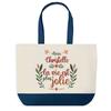 Tote Bag - PLANETEE - Christelle Life Is More Beautiful - Blue Background - Cotton 40x45 Cm - Large Size