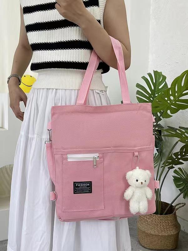 ins multi-purpose women's Korean version shoulder canvas bag fashion college student storage backpack class tutoring canvas bag