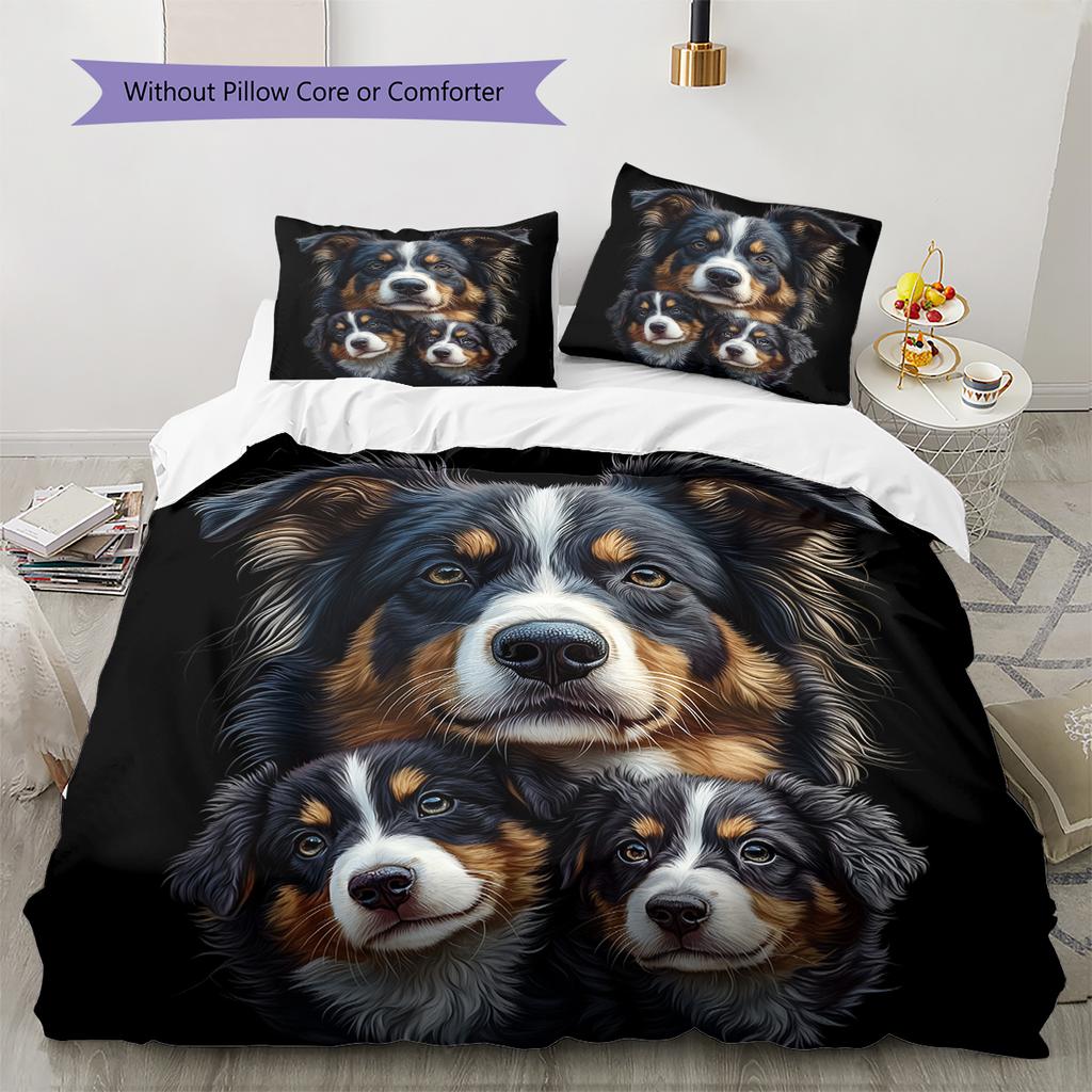 Black Bernese Mountain Dog Pattern Bedding Home Decoration Birthday Gift (1 * duvet cover + 2 * pillowcase, without core)