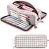 4 Compartments Pencil Pouch Zipper Closure Pen Case Large Pencil Bag  For Girls