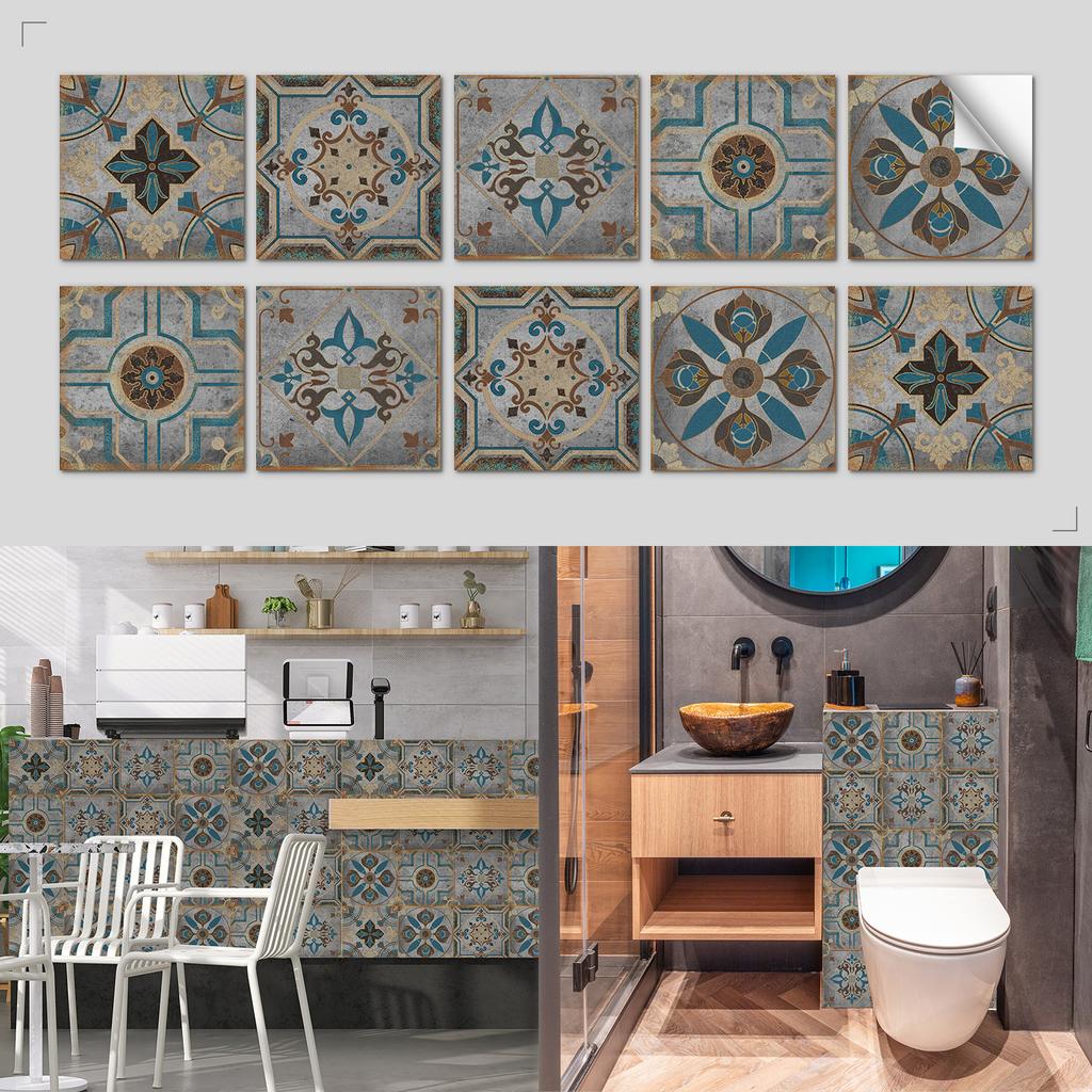 Nordic Tile Art Wall Sticker Kitchen Bathroom Waterproof And Oil-Proof Wallpaper Self-Adhesive Crystal Film Tile Sticker