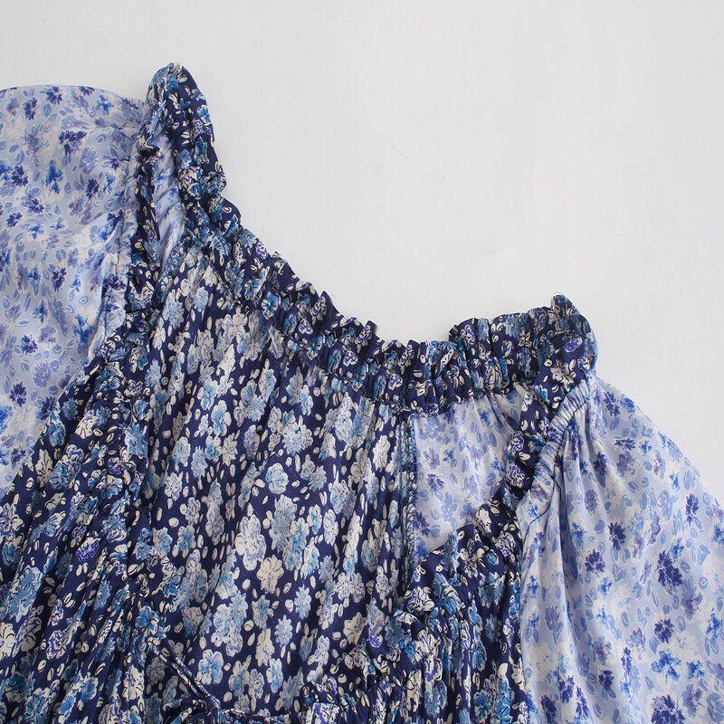 Fashion Style 2024 Summer New Arrival Women's Clothing Loose Easiest for Match Stylish Flowers Print Layered Patchwork Dress