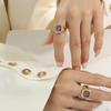 18K Gold-Plated Titanium Steel Geometric Ring with Zirconia Glass Stones