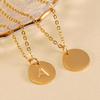 18K Gold Stainless Steel Minimalist Letter Necklace with 26 Round Pendant Options