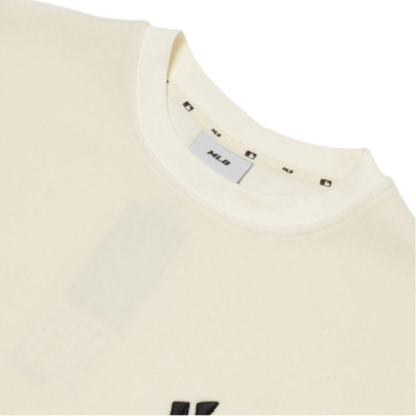 MLB Base Logo Sweatshirts Unisex White Crew Neck Moderate Regular 3AMT00314-50CRS