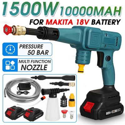 1500W 50Bar High Pressure Cordless Car Washer Spray Water Gun 10000mAh Battery Cleaner Machine For Makita 18V Battery