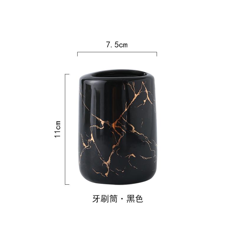 Toothpaste Toothbrush Holder Marbling Ceramics Bathroom Toothbrush Cup Multifunction Toothbrush Barrel Bathroom Supplies Rack