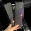 2PCS Bling Rhinestone Crystal Universal Car Seat Belt Pads Cover Soft Comfort Plush Shoulder Strap Harness Pad for Car Bag 2Pack