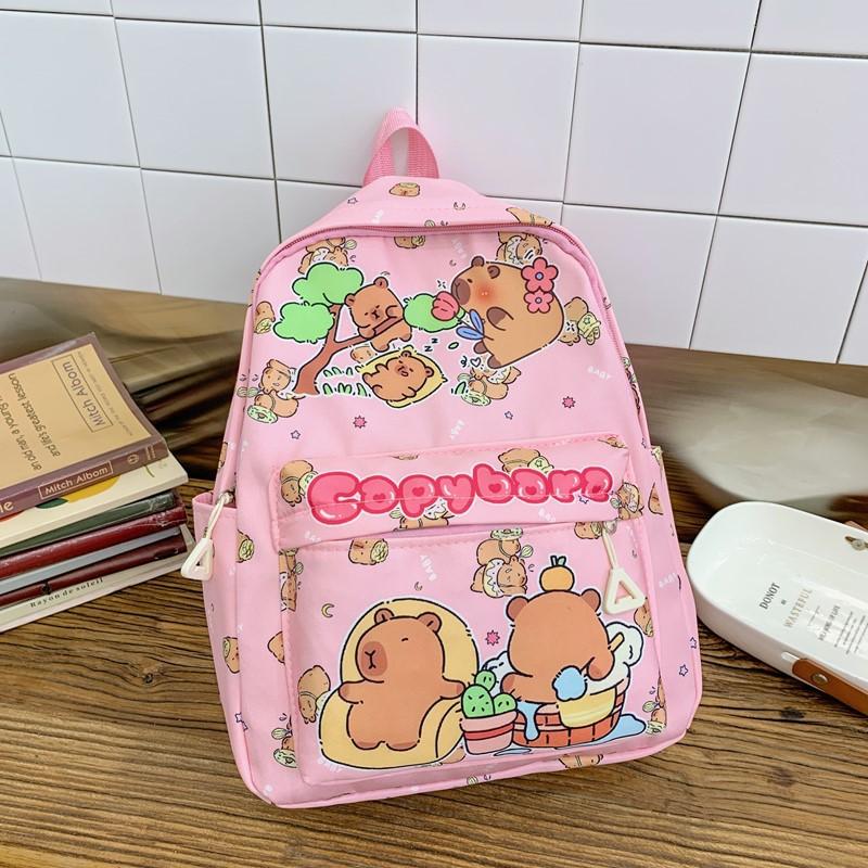 

School bag Kapibara children s bag cartoon love small class large capacity lightweight versatile backpack рожевий