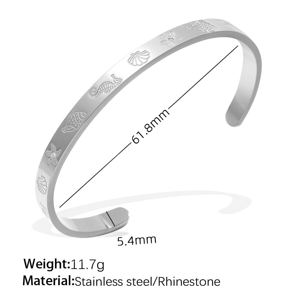 Exaggerated Personality Versatile Titanium Steel Inlaid Zircon Marine Series Stainless Steel Advanced Sense Opening Bracelet