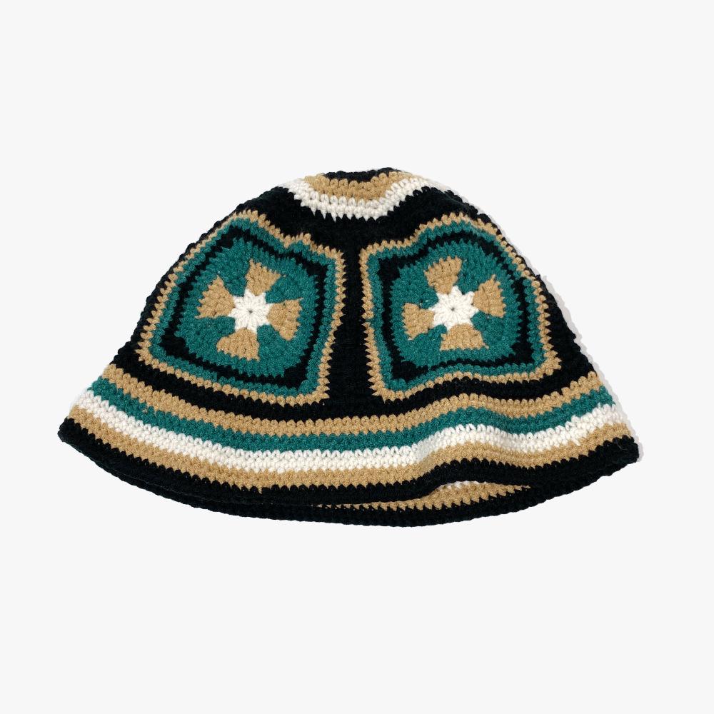 

Japanese Floral Knit Fisherman Hat - Handmade Wool for Women, Small Face, Summer & Winter Style One Size