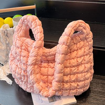 Cloud Bag for Autumn and Winter, New Tote Cotton Jacket, Down Bag, Large Capacity, Fashionable and Versatile, Pleated Crossbody Bag for Women