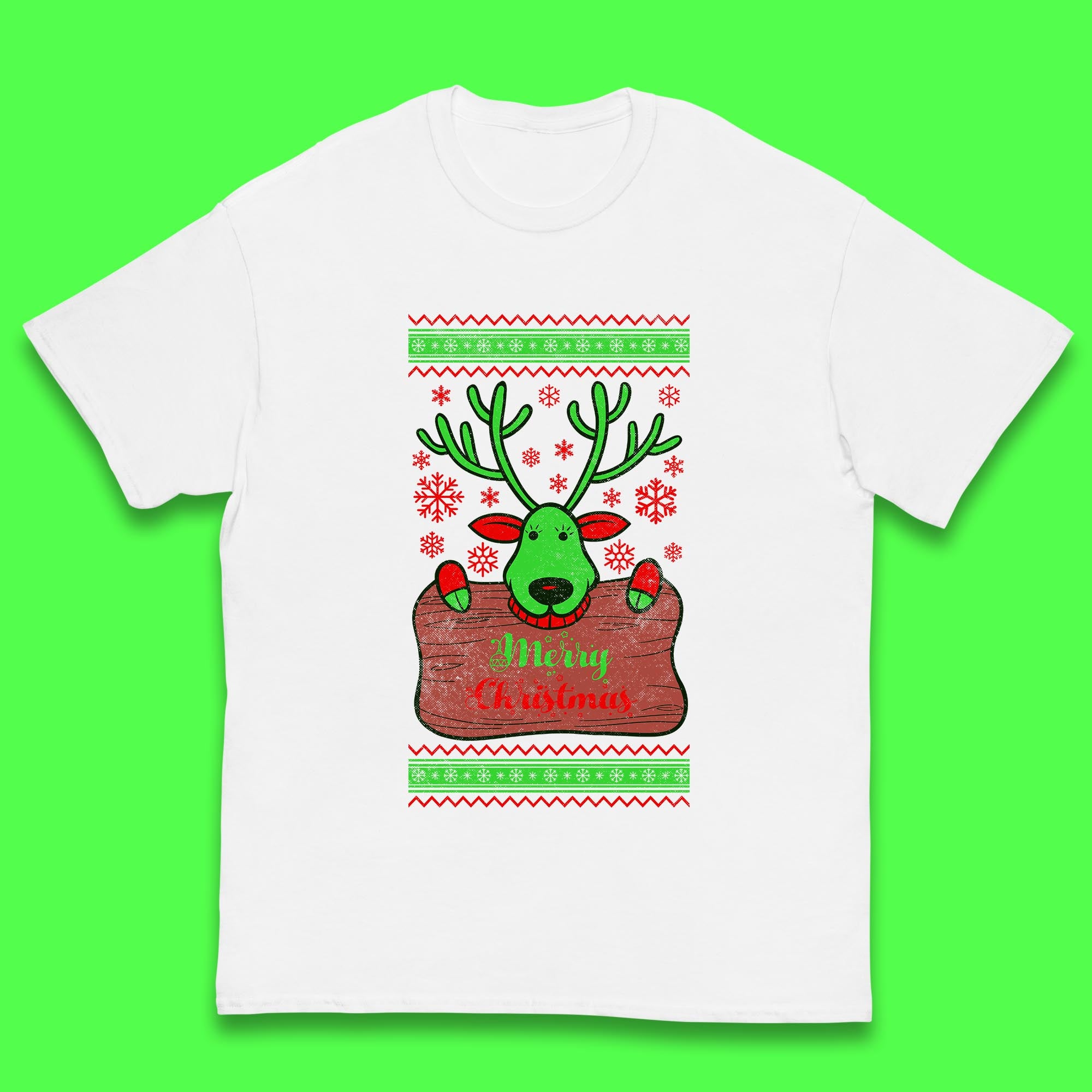 Merry Christmas Kids T Shirt Christmas Reindeer Top 100