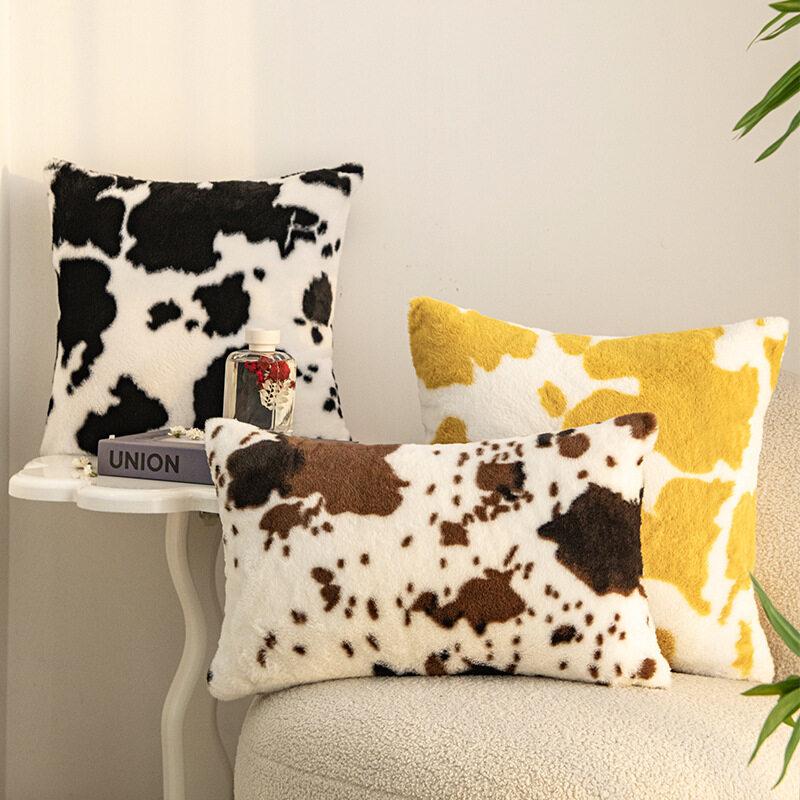 1pc Luxury Faux Fur Decorative Cushion Covers Cowhide Throw Soft Fluffy Plush Couch Throws Brindle Pillow Covers for Couch