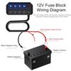 12V Fuse Block-Motorcycle Automotive Universal Kit Featuring a 20A Fuse, Relay Box, 4 Circuits, Low Profile Mini Blade Fuse Holder and Battery