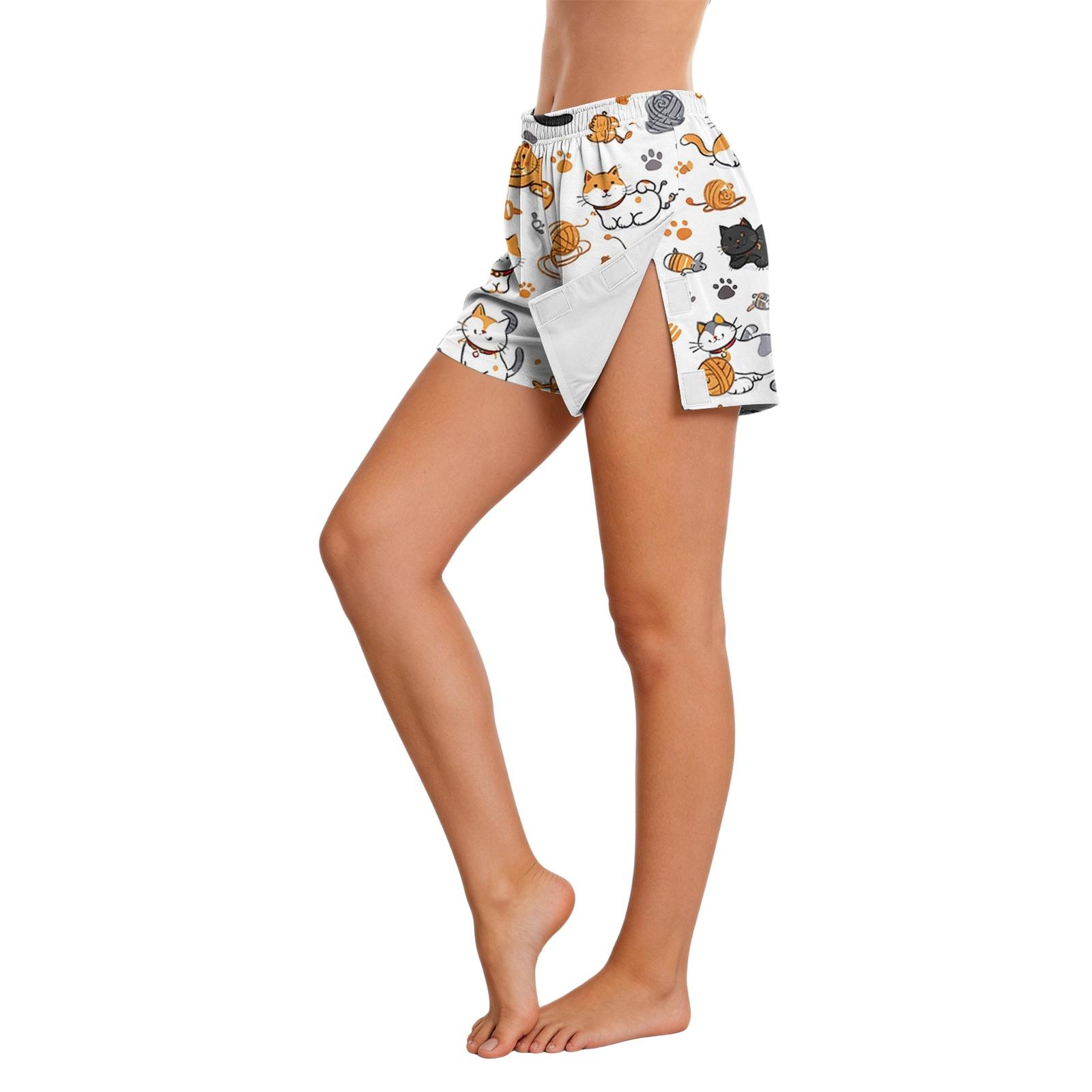 

Women s Animal Print Side Velcro Closure Easy Open Post Surgery Recovery Care Shorts Comfortable Fit Lightweight Fabric Elastic Waistband S