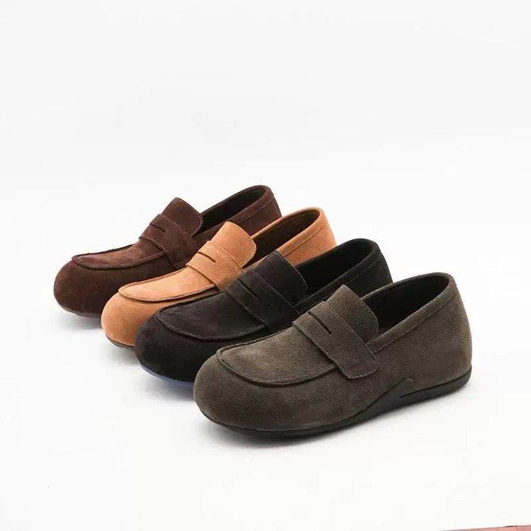 2025 new loafers women's soft-soled Doudou shoes with one pedal, anti-velvet matte heightening 4cm retro Mary Jane shoes