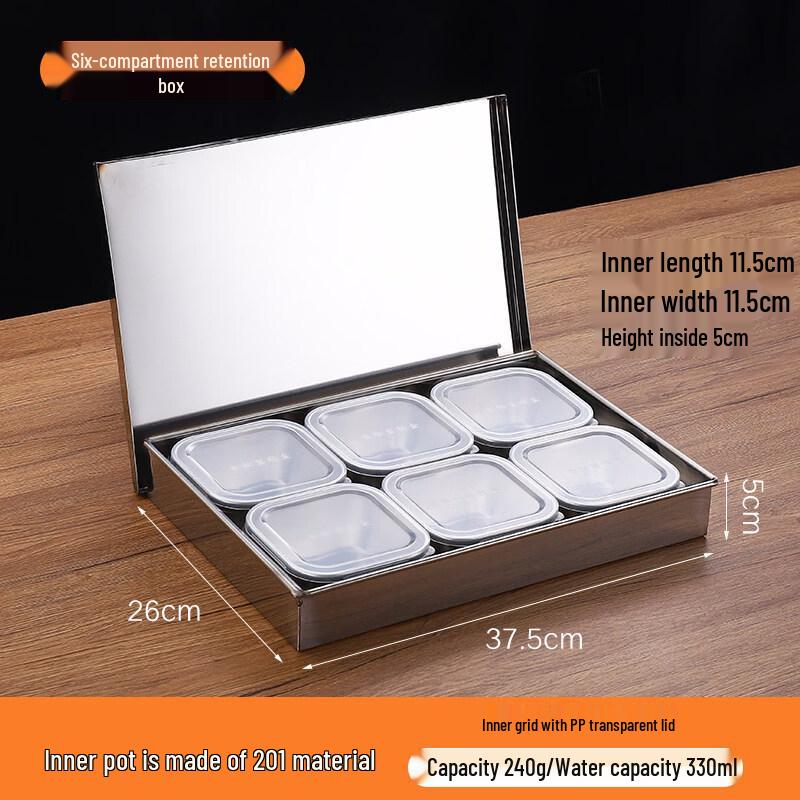 

Six-Compartment Stainless Steel Food Sample Box