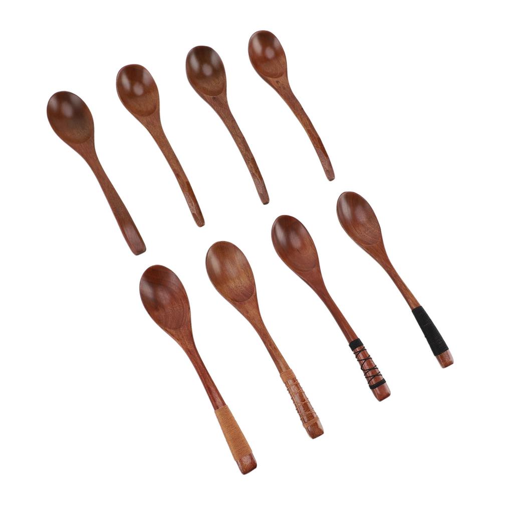 Wood Soup Spoons Japanese Style Wooden Spoon Set Kitchen Utensil for Eating Cooking Mixing Stirring Set 2