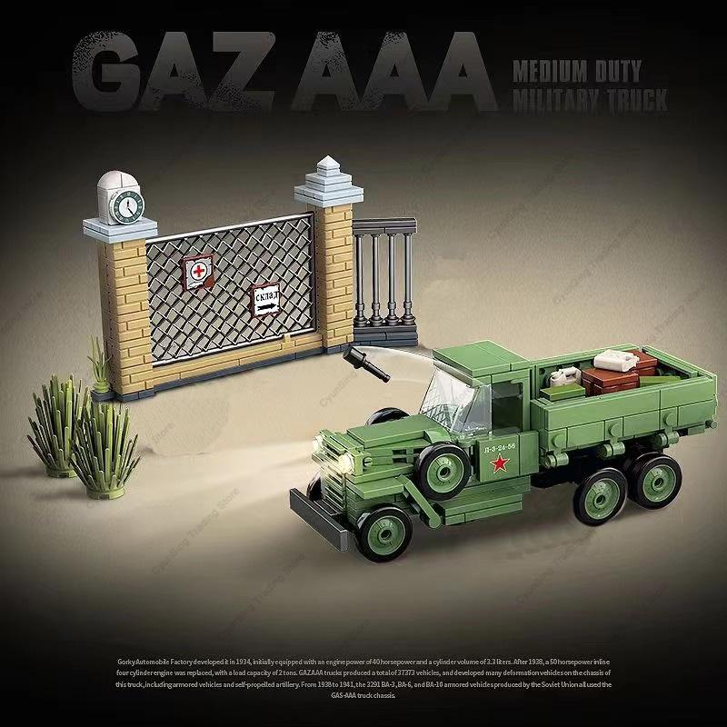 Hot military WWII Soviet Army GAZ-AAA truck war weapons vehicles transport equipment Building Block Set model ww2 bricks toys Gift Present