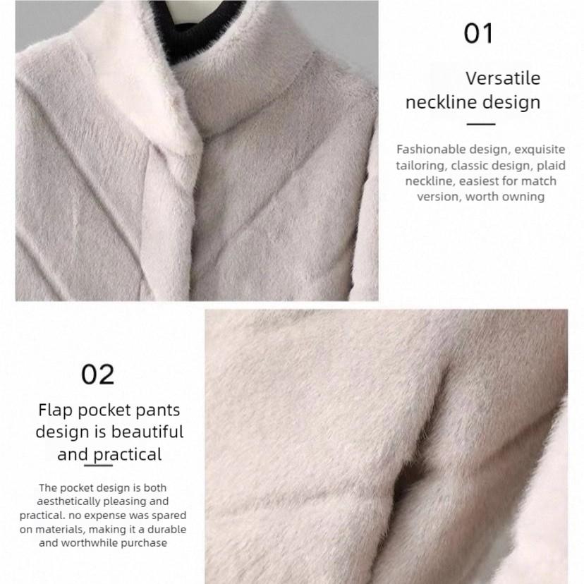 Women's Stand Collar Fur Coat Solid Color Thickened Fur Overcoat Long Fur Coat