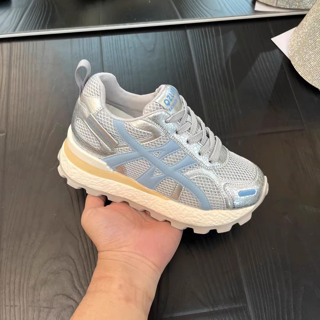 

Версия из коровьей кожи~ Увеличение роста 8 см натуральная кожа немецкие тренировочные туфли 2025 весна и лето на толстой подошве универсальная сетка кроссовки Форрест Гамп c 40 серебряный