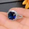 Bague de mariage en zircone cubique bleue pour femmes, bague de tempérament élégante, scintillante, nouveau design, bijoux de fête à la mode