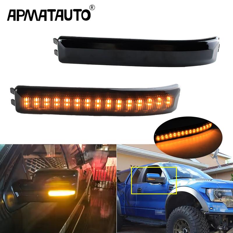 2X For 09-14 Ford F-150 F150,Raptor 2010-2014 Smoked LED Side Rearview mirror Turn Signal Marker Reflector Lights 9L3Z17E748BA