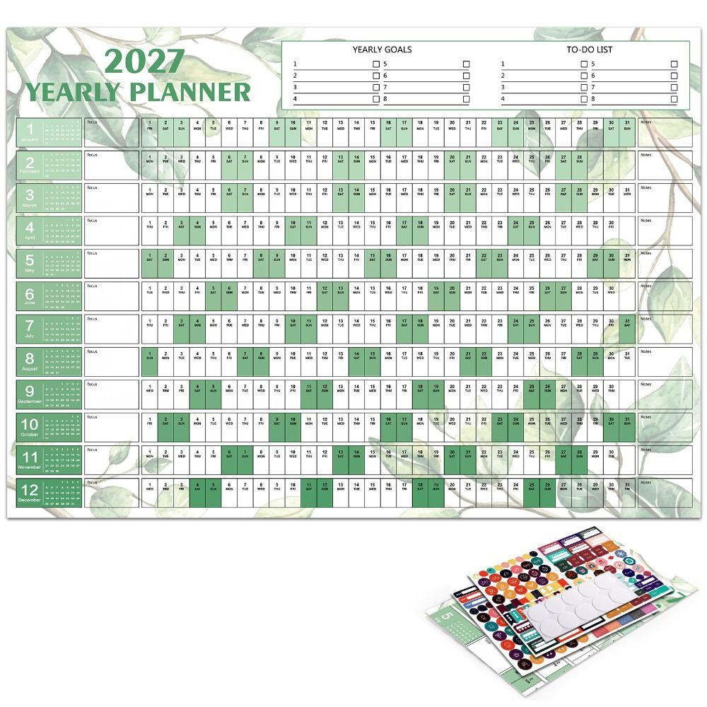 Multicolor Layout 2027 Yearly Planner Paper Annual Planning Chart Home Office Planning