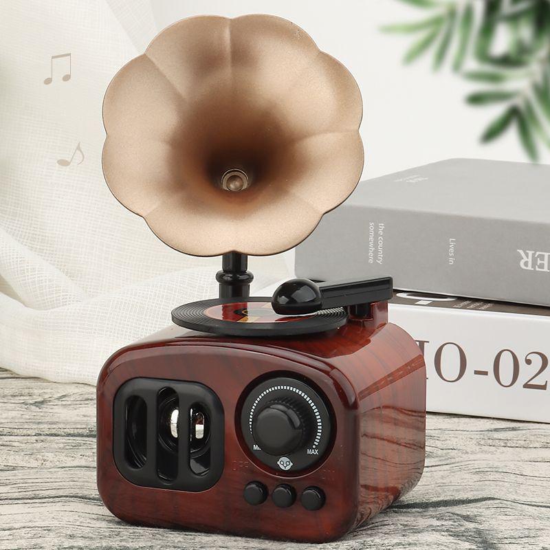 Mini Retro Gramophone Music Box - Rotating Record Player Ornament for Children's Holiday & Living Room Decor