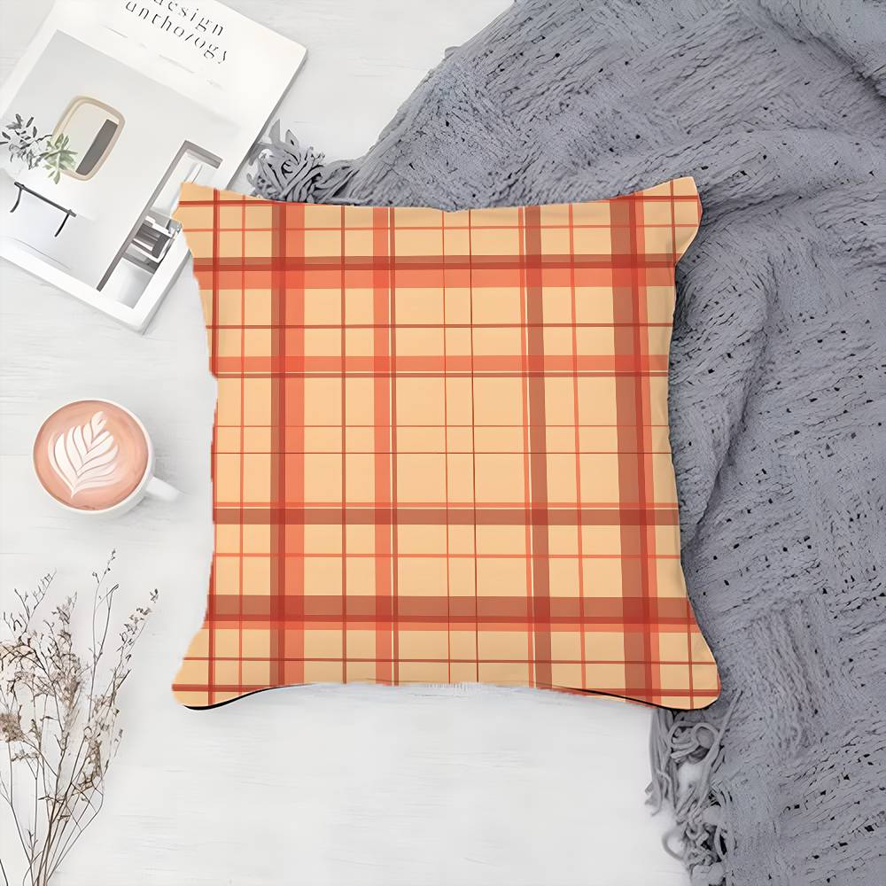 Elegant and Simple Home Plaid Pattern Pillow Case Printing Pillowcase Living Room Sofa Cushion Cover Bedroom Room Decor