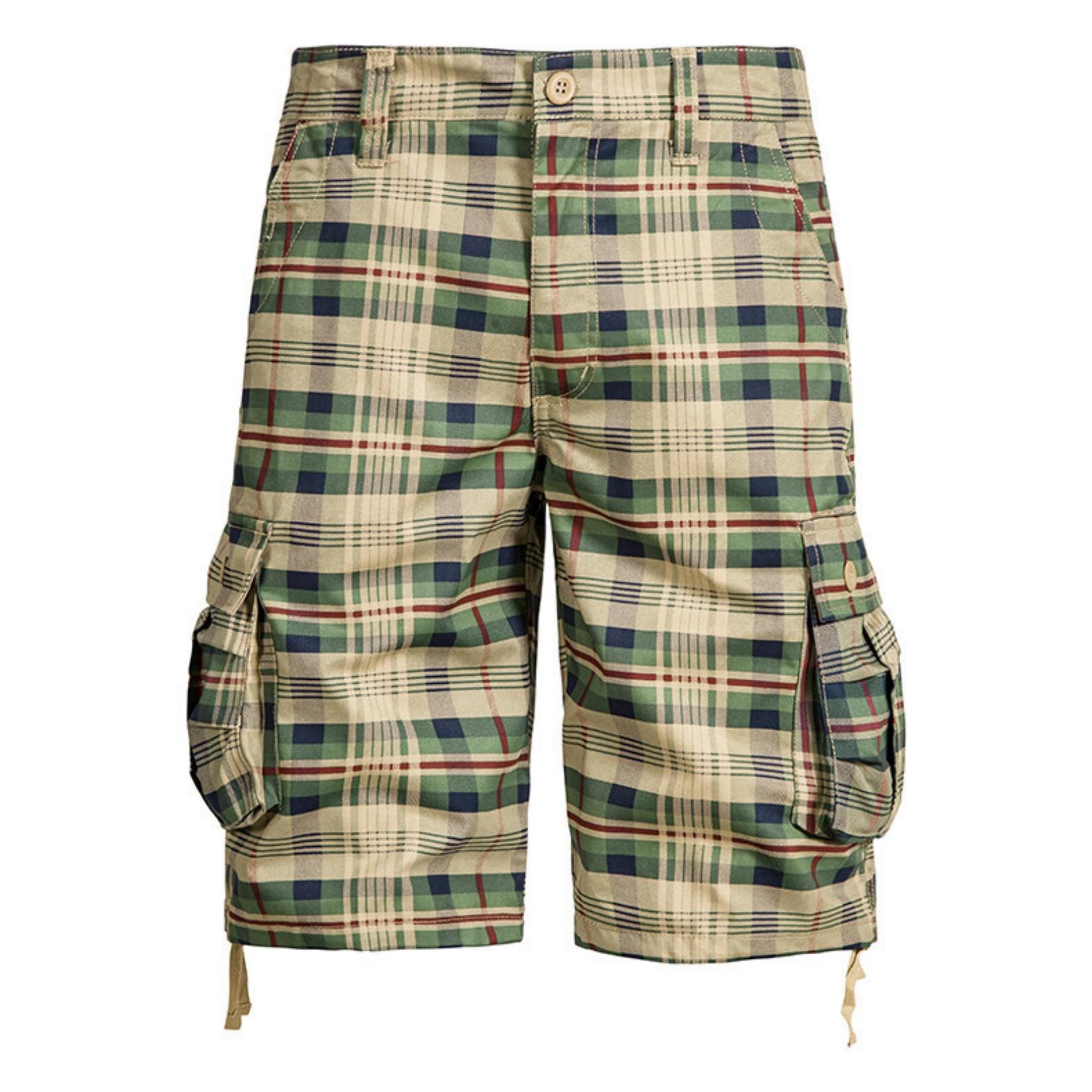 Men s Fashionable Camouflage Check Outdoor Sports Shorts - Men s Multi-pocket Workwear Casual Shorts L