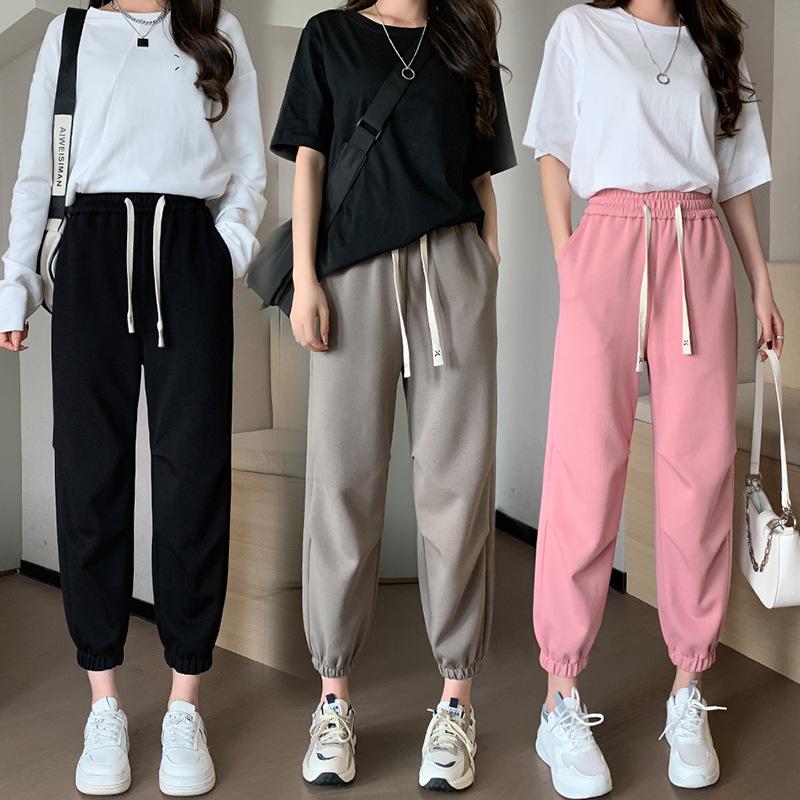 2024 Women's Loose-Fitting Slimming Casual Sports Pants: Cuffed, Eight-Point, Nine-Point Length