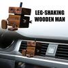 Wooden Leg-Shaking Man Dashboard Decoration Playful Auto Motion-Activated Funny Wood Desktop Decor For Home Bedroom Air Vent