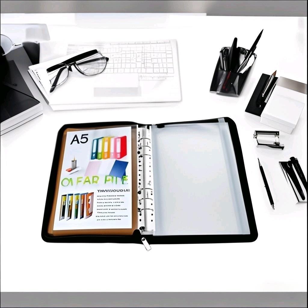 Makeasy A5 Leather Refillable Padfolio Folder Cover Ring Binder Folder Organizer A5 Zipper Bag Folder A5 Folder Cover(1PC)