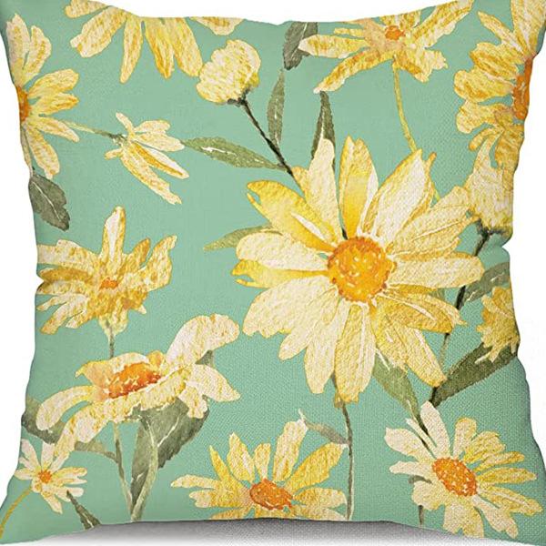 Small Daisy Flower Pillowcase New Striped Linen Home Fabric Sofa Pillowcase Light Luxury