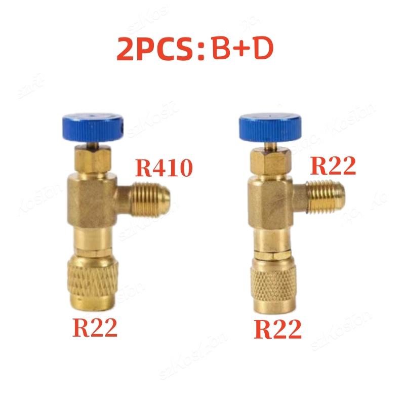 Refrigeration Charging Air Conditioning Adapter For R410A R22 1/4" Liquid Safety Valve Hose R22 Copper Adapter Hand Tool